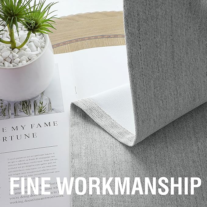 H.VERSAILTEX Chenille Linen Blackout Curtains for Bedroom 63 Inches Long Thermal Insulated Textured Linen Look Curtains with White Flocking Coating Back, Heathered Dove Gray(Not Solid)