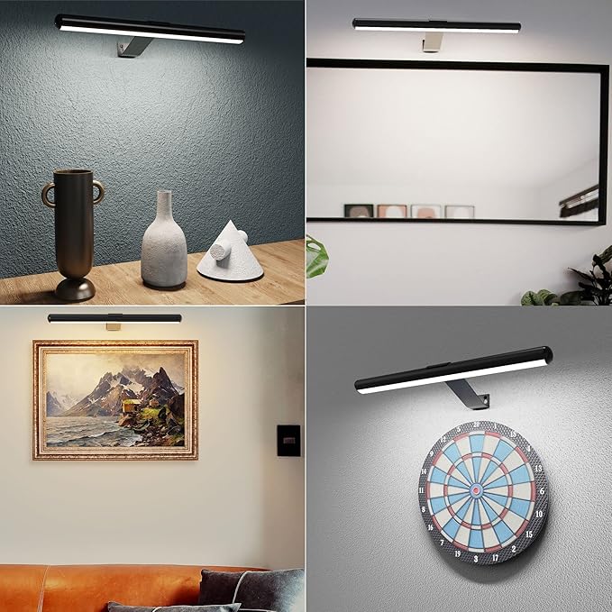 16'' Picture Light Wireless Rechargeable with Remote Control,Art Light Light for Painting, Display Lamp Dimmable Timer auto-Off,Led Picture Lighting for Paintings Dartboard Gallery