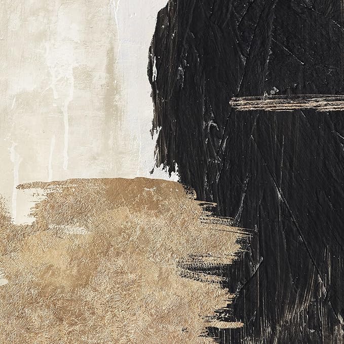 Framed Black and White Abstract Wall Art for Living Room, 3 Piece Large Canvas Modern Picture Artworks, Minimalist Black Gold Painting Prints for Dining Room Hallway Home Office Wall Decor, 24x36 Inch