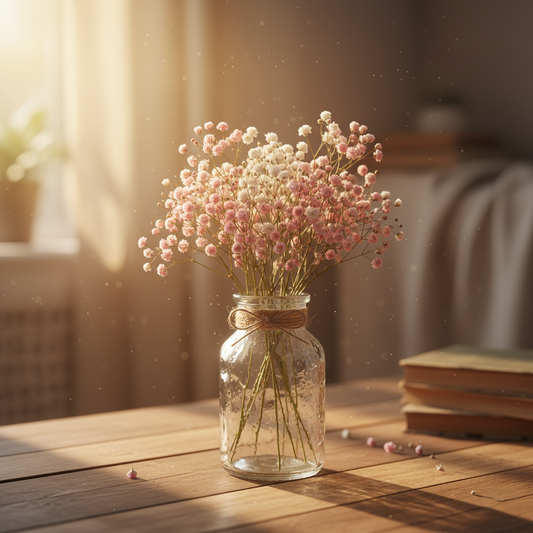 Dried Pink and White Baby’s Breath Flowers — 2000+ real dried gypsophila stems for home décor, resin art, and wedding arrangements at Homestead Market.
