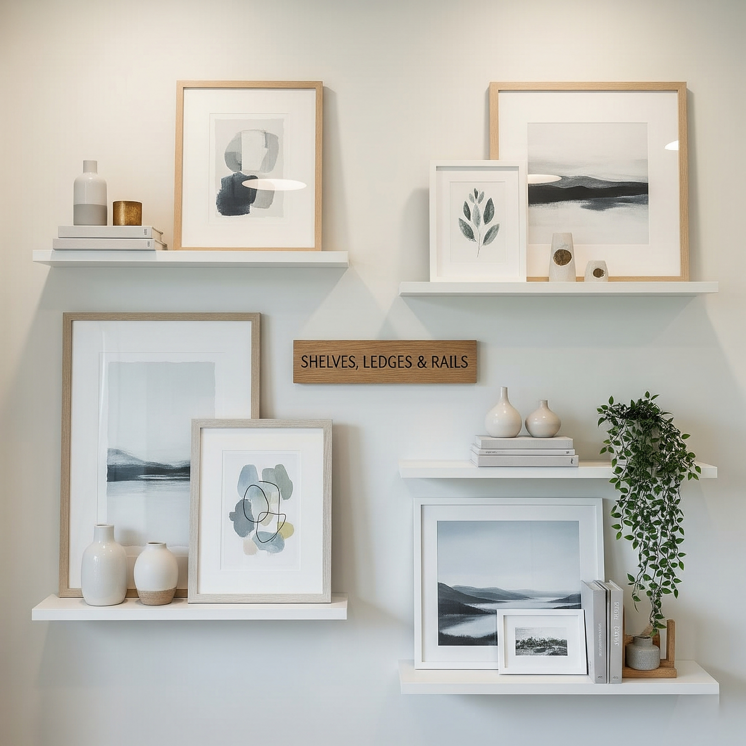 An entryway vignette featuring a clock and hooks with a bag and scarf.