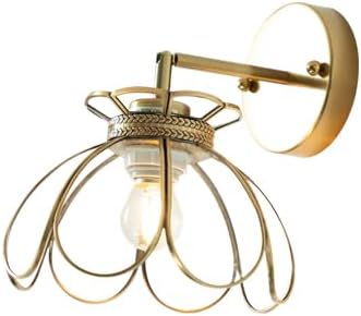 Brass Glass Wall Sconces Vintage Oriental Lotus Ceiling Light Fixture Flower Glass Shade for Kitchen Island Dining Room Bedroom Living Room, Emerald Mini Ceiling Wall Mount 2Way Light Fixture