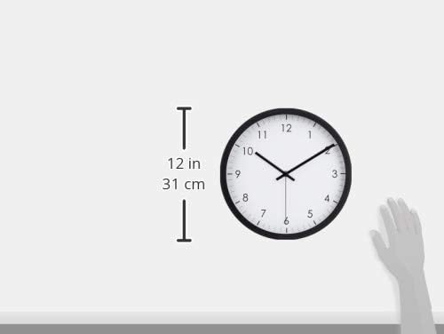 Amazon Basics Classic 12", Easy to Read, Silent Non Ticking, Battery Operated, Round Wall Clock, Black