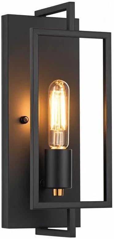1-Light Black Wall Sconce,Metal Wall Sconce Light Fixtures,Ceramic E26 Base,Modern Indoor Lighting Hardwired【Bulb Included】