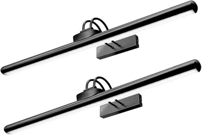 26" Wireless Picture Lights, Rechargeable Battery Art Display Light with Remote Control, Dimmable/Timer Off Dartboard Light, 3 Lighting Modes Full Metal Painting Display Lights (Black-2 Pack)