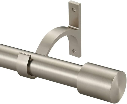 Brushed Nickel Window Curtain Splicing Rods with Cap Finials, Adjustable 1-Inch Decorative Rods