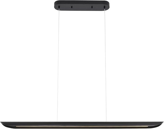 47" Modern Led Linear Pendant Light 36w Dimmable Ceiling Hanging Lights Wood Linear Chandeliers Office Lighting for Dining Room Kitchen Island Pool Table Light Living Room Bar Pendant Light Black