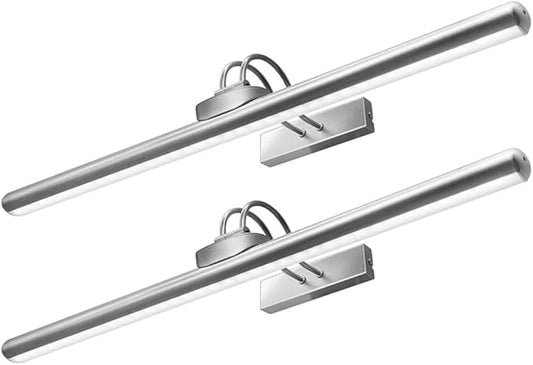 26" Wireless Picture Lights, 8000 mAh Rechargeable Battery Art Display Light with Remote Control, Dimmable/Timer Off Dartboard Light, 3 Lighting Modes Full Metal Painting Lights (Nickel-2 Pack)