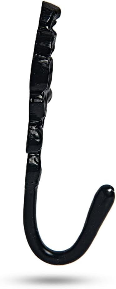 Multipurpose Hooks, Used to Hang Clothes, Bags, Coats, Curtain Hold Backs, Keys, Colour - Matt Black, Material - Brass, Flower Design, Screws and Wallplugs Included, Pack of 10 Pieces