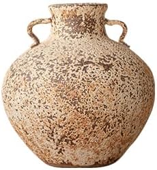 Ceramic Rustic Farmhouse Vase,Extra Large Terra Cotta Vase, Huge Pottery Decorative Flower Vases for Living Room Entryway Table Centerpiece Decor(11.8'' X 11.8'' x 11.8'')