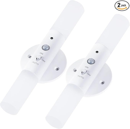 LED Motion Sensor Lights Battery Operated Wall Sconces Set of 2 Rechargeable Wireless Picture Art Light Magnetic 360° Rotation Corner Lamps for Gallery Stairway Vanity Living Room Bedroom