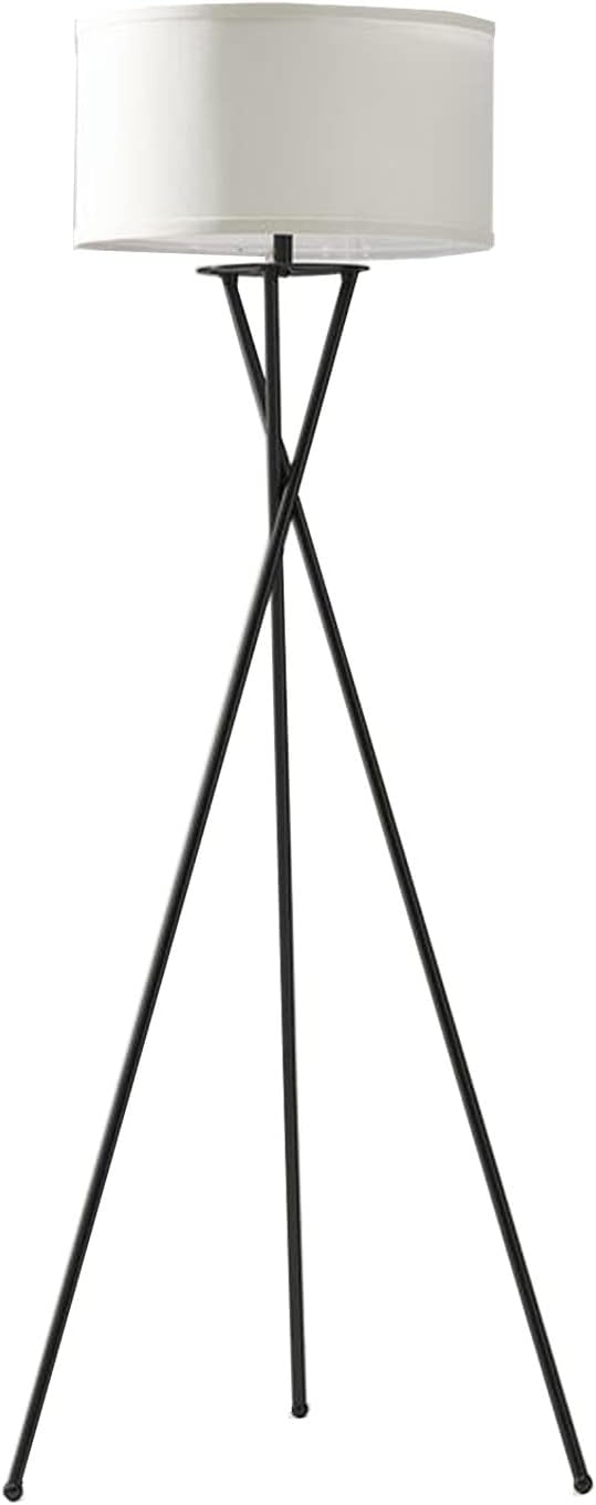 Brightech Jaxon LED Floor lamp, Modern Lamp for Living Rooms & Offices, Tall Lamp with Contemporary Drum Shade, Gold Tripod Standing Lamp for Bedroom Reading, Great Living Room Decor - Black