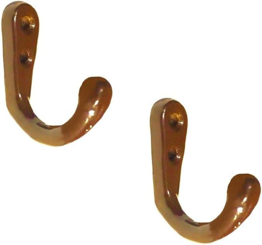 Multipurpose Hooks, Used to Hang Clothes, Bags, Coats, Curtain Hold Backs, Keys, Colour - Brown, Material - Aluminium, Screws and Wallplugs Included, Pack of 2 Pieces