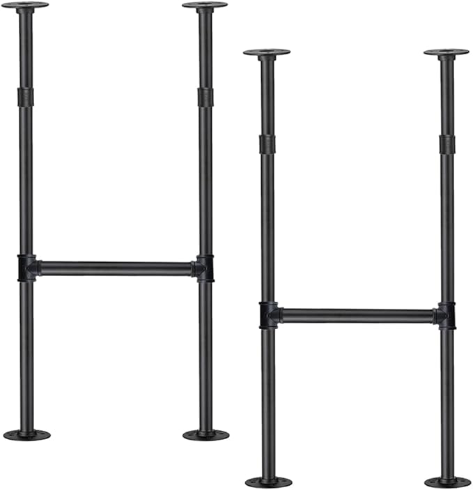 Industrial Pipe Counter Bar Height Table Leg,Metal Table Legs,Iron Base Legs Coffee Tables, Desks, Nightstand,2Pcs, 38" H × 14" W(Black)