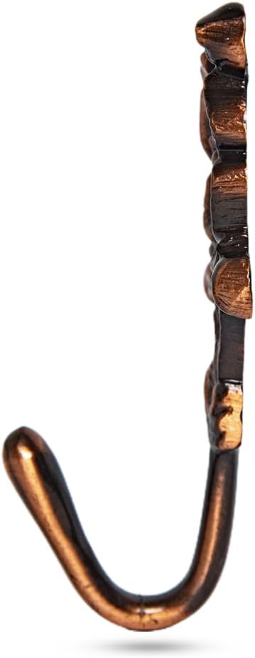 Multipurpose Hooks, Used to Hang Clothes, Bags, Coats, Curtain Hold Backs, Keys, Colour - Copper, Material - Brass, Flower Design, Screws and Wallplugs Included, Pack of 10 Pieces