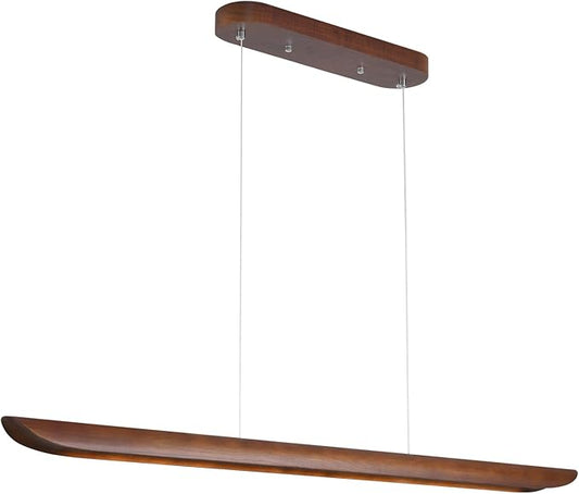 71" Wood Linear Pendant Light, Dimmable Kitchen Island Lighting with Remote, 40W LED Island Lights for Kitchen, Adjustable Linear Chandelier for Dinning Room Light Fixture, Bar, Pool Table Light
