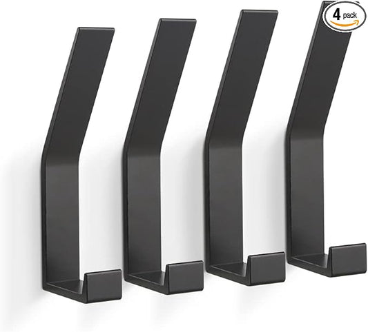 Coat Rack Hooks Wall Mounted, Black 4Packs, Bath Towel Rope Hooks for Kitchen, Door, Cabinet, Bathroom, Foyers, Hallways, and Bedrooms