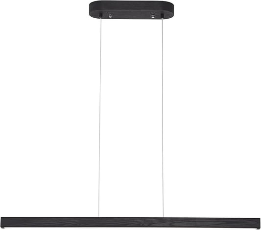 71 Inch LED Linear Pendant Light Black Wood LED Kitchen Island Lighting Dimmable Ceiling Hanging Chandeliers for Dining Room Living Room Bar Pool Table 40W Modern Farmhouse Fixture Black Wood Finish