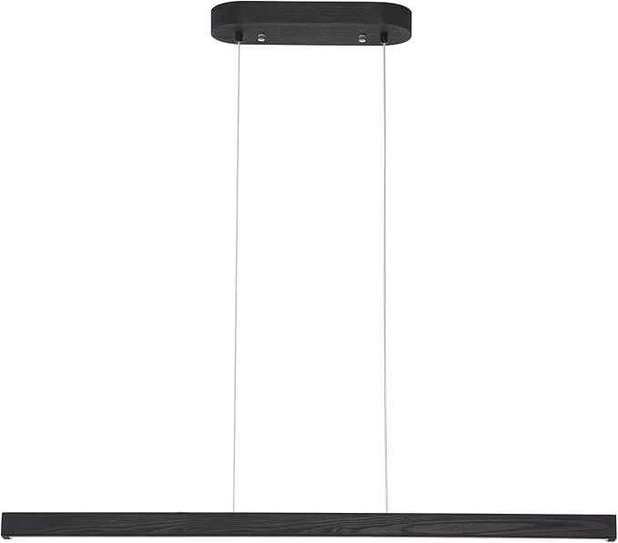 47" Black Linear Pendant Light Wooden Led Linear Pendant Light Fixtures Ceiling Hanging Dimmable Pendant Lights for Dining Room Kitchen Island Pool Table Lights Black Wood Finish