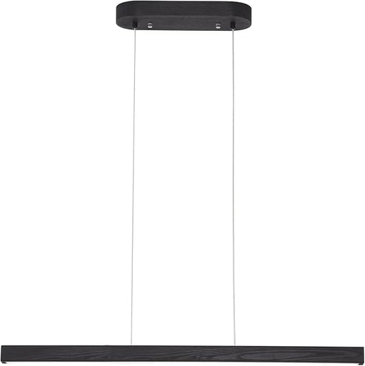 31.5" Black Linear Pendant Light Wooden Led Linear Pendant Light Fixtures Ceiling Hanging Dimmable Pendant Lights for Dining Room Kitchen Island Pool Table Lights Black Wood Finish