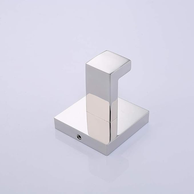 TASTOS Bath Towel Hooks Polished Chrome, 4 Pack Stainless Steel Robe Coat and Clothes Hook, Heavy Duty Wall Hook for Bathroom & Kitchen, Modern Square Style Wall Mounted