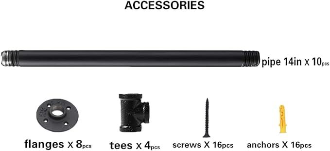 Industrial Pipe Table Leg Set,Metal Legs for Coffee and End Tables, Desks, Nightstand,2Pcs, 28" H × 14" W(Black)