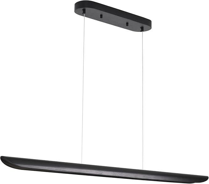 71" Wood Linear Pendant Light,Dimmable Kitchen Island Lighting with Remote,40W LED Island Lights for Kitchen,Adjustable Linear Chandelier for Dinning Room Light Fixture,Bar,Pool Table Light Black