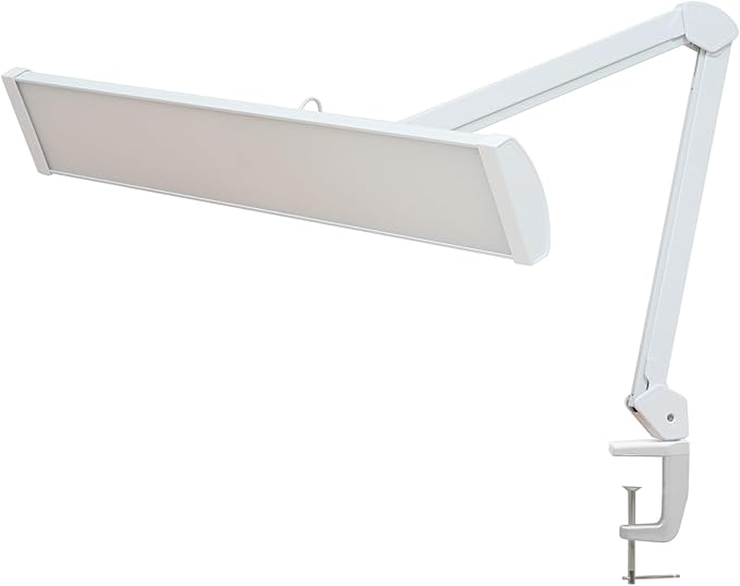 LED Architect Desk Lamp, 2300 Lumens, Dimmable, Metal Swing Arm, 5 Color Temperatures, 30W, Ideal for Task Work, Drafting, Reading, Clamp-on Office Table Lamp with 360 Bright LEDs (White, CCT)