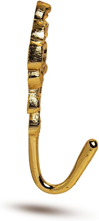 Multipurpose Hooks, Used to Hang Clothes, Bags, Coats, Curtain Hold Backs, Keys, Colour - Full Gold, Material - Brass, Flower Design, Screws and Wallplugs Included, Pack of 2 Pieces