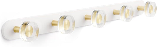 1 Pack Crystal Coat Rack Wall Mounted White Towel Hooks for Bathrooms Wall Hooks for Hanging Robe Coat Hooks Kitchen Decorative Heavy Duty Zinc Alloy