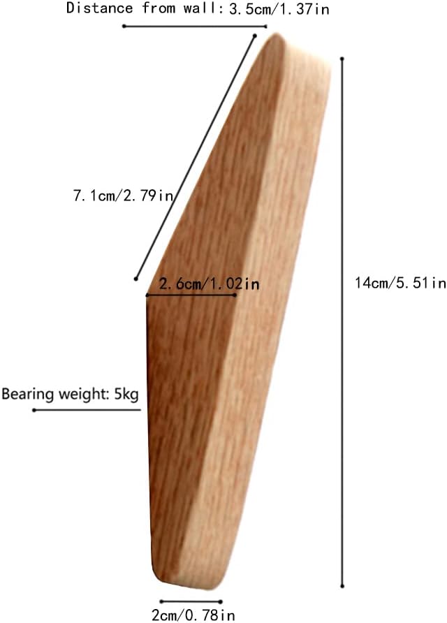 Pack 6 Wood Wall Hooks, Oak Coat Hooks Minimalist Design Heavy Duty Robe Hook Wall Mounted Rustic Wooden Clothes Hanger Hat Rack Hooks for Hanging Bathroom Towels.