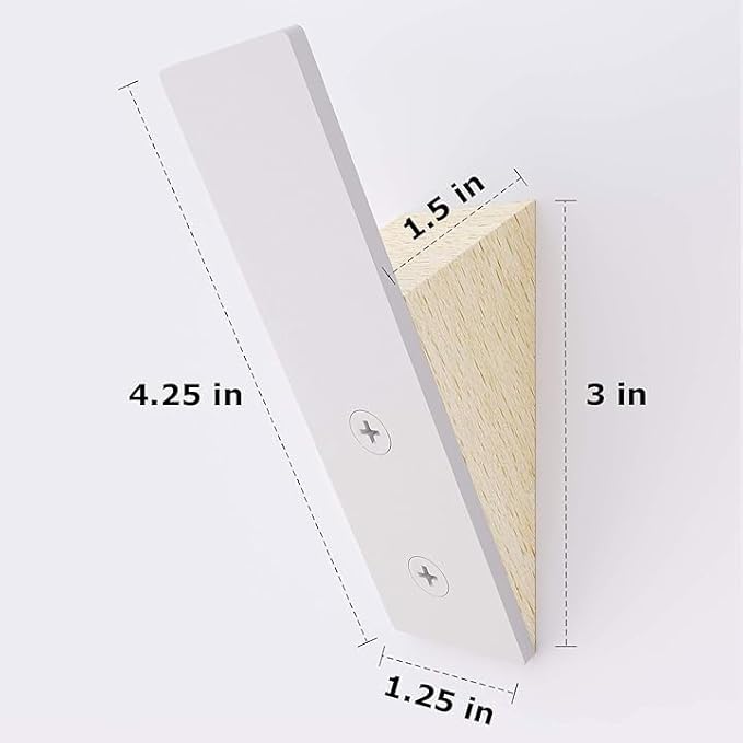 Homeforia Beech Wood Coat Hooks, High End Beech Wood & White Metal Wall Mounted Clothing Hooks, Mid-Century Modern Coat Hooks, Heavy Duty Wooden Hooks for Hanging Coats, Hats, Towels & More, Set of 10