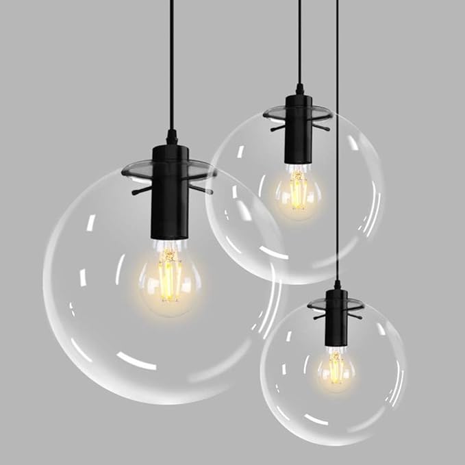 E27 Industrial Clear Glass Globe Shade Pendant Lighting Modern Kitchen LOFT Hanging Light Lamp (15cm)