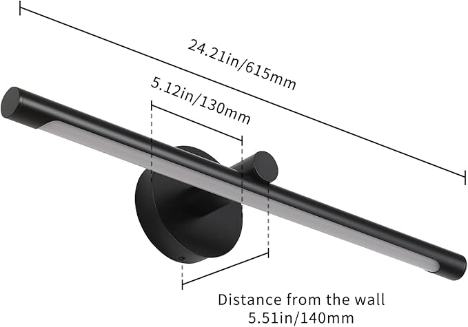 JUSHENG Picture Lights Hardwired Modern Picture Lights for Paintings LED Wall Art Light Black Gallery Display Light Artwork Lighting 24.21'' Inch 12W 3000K Warm White