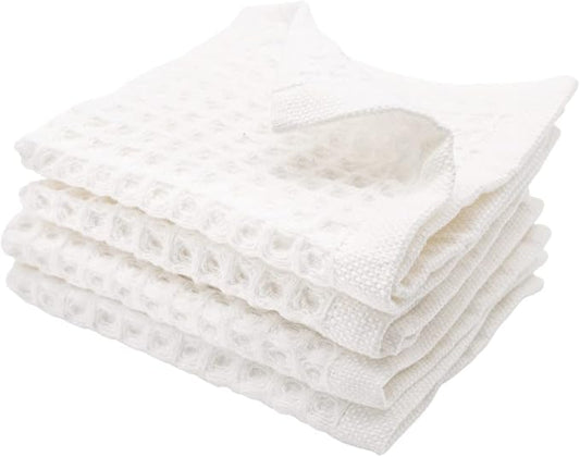 sea me at home Waffle Washcloths Set, 100% Turkish Cotton (White)