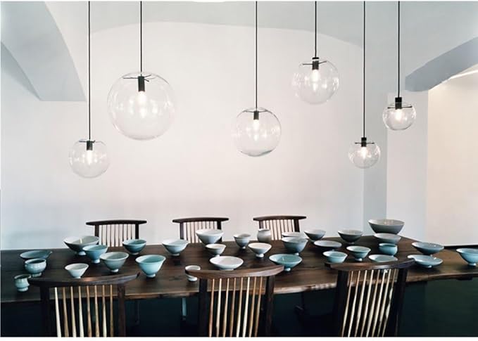 E27 Industrial Clear Glass Globe Shade Pendant Lighting Modern Kitchen LOFT Hanging Light Lamp (15cm)