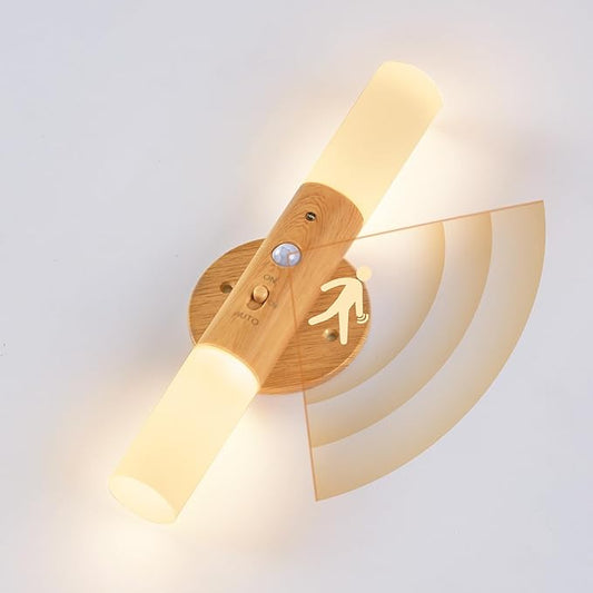 LED Motion Sensor Lights Battery Operated Wall Sconces Rechargeable Wireless Picture Art Light Magnetic 360° Rotation Corner Lamps for Gallery Stairway Vanity Living Room Bedroom(1pc)