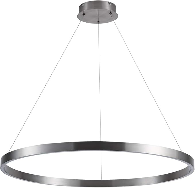 MADEM 31.5'' LED Modern Chandelier 1-Ring Circular Dimmable Pendant Light Flush Mount Pendant Lighting Adjustable for Living Room Dining Room, Bedroom, 3000K Warm White, Brush Nickel
