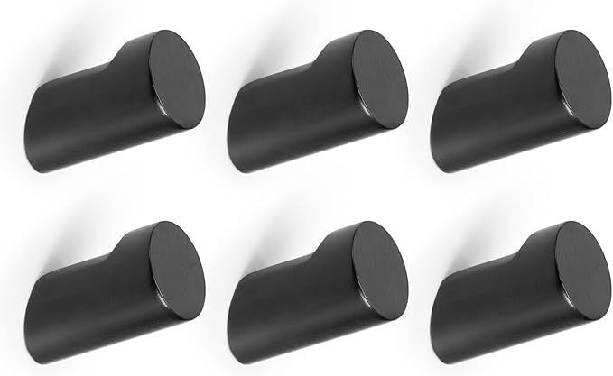 Wood Wall Hooks for Hanging, 6 Pack Hat Hook for Walls, Coat Hook Wall Mount, Backpack Hooks for Walls, Bathroom Towel Hanger (Black)