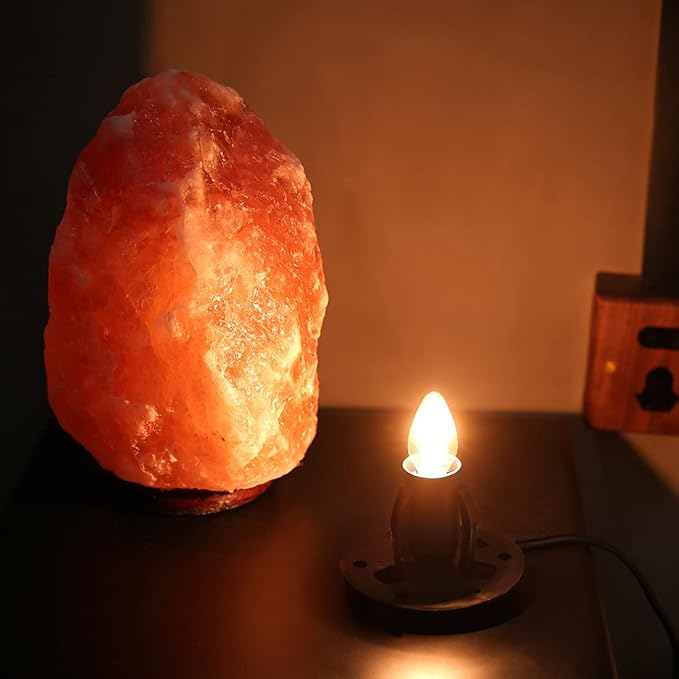 Himalayan Salt Lamp Cord Replacement with Dimmer Switch(2-Pack) and E12 Halogen Salt Lamp Bulbs(6-Pack) New Series (5 Feet Cord & 3.34 Inch Base)