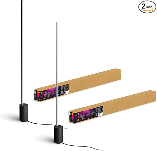 Philips Hue Signe Smart Floor Lamp, Black - White and Color Ambiance LED Color-Changing Light - 2 Pack - Control with Hue App - Compatible with Alexa, Google Assistant, and Apple Homekit