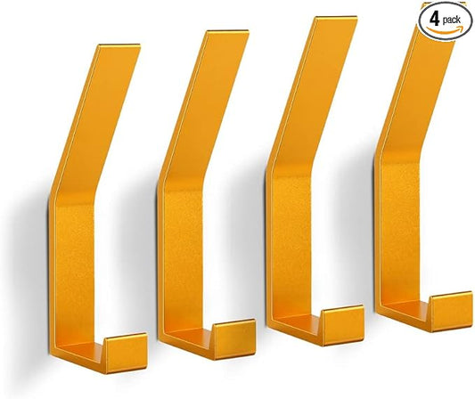 Coat Rack Hooks Wall Mounted, Gold 4Packs, Bath Towel Rope Hooks for Kitchen, Door, Cabinet, Bathroom, Foyers, Hallways, and Bedrooms