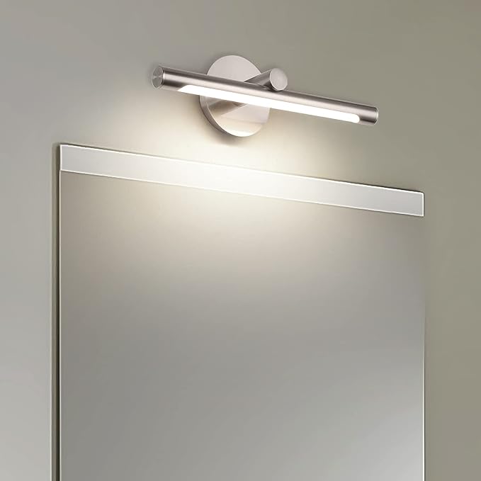 JUSHENG Modern LED Picture Light 16.33" Inch, Metal Wired Gallery Light Wall Mount Picture Light for Paintings Art Lighting Accent Lamps, 7W (45W Eqv.), 3000K Warm White 560Lm, Brushed Nickel