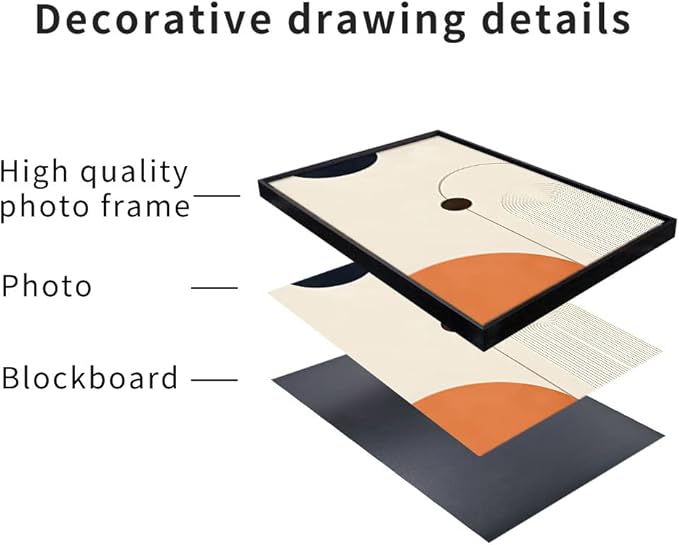 Framed Bright style Wall Art, Boho Wall Art Set of 3, Mid Century Modern Decor 24" x 32", Minimalist Black Beige Neutral Abstract Geometric Wall Decor Canvas Prints for Bedroom Living Room Bathroom