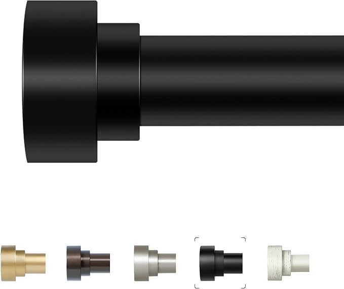 HEI! DEAR Black Curtain Rods 18 to 60 Inch(1.5-5ft),1 Inch Heavy Duty Curtain Rods,Adjustable Curtain Rod Set,Modern Decorative Drapery Rods,Telescoping Single Window Curtains Rods 18-60",Matte Black