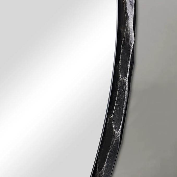 ANDY STAR Hand-Forged Black Round Mirror for Wall, 30 Inch Stainless Steel Metal Frame Circle Mirror, Antique Rounded Bathroom Mirror for Living Room, Bedroom, Entryway, Vanity