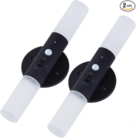 LED Motion Sensor Lights Battery Operated Wall Sconces Set of 2 Rechargeable Wireless Picture Art Light Magnetic 360° Rotation Corner Lamps for Hallway Gallery Stairway Vanity Living Room Bedroom