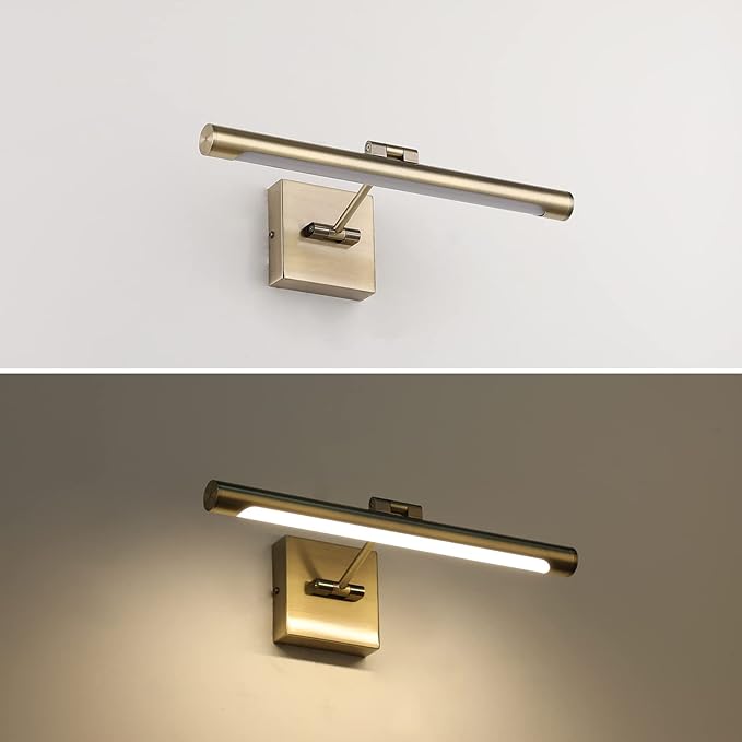 Joosenhouse Picture Light for Painting Dimmable Art Display Light with Adjustable Swing Arm for Picture Frame Light Artworking Portrait -Antique Bronze 7W Hardwired Connection Warm White