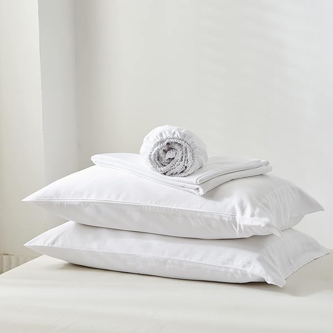 Simple&Opulence Cooling Pillowcase King Size Set of 2, 100% Viscose from Bamboo Pillow Cover with Envelope Closure, Silky Breathable and Ultra Soft for Summer Hot Sleepers (White, 20''x40'')