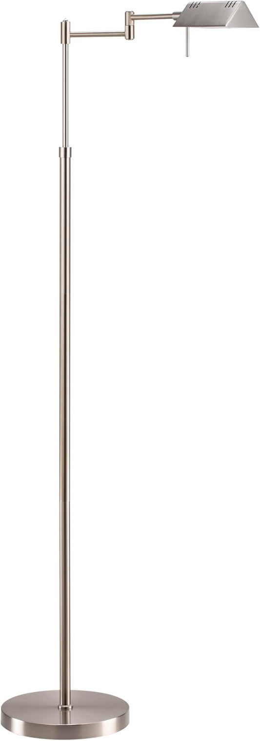 O’Bright Dimmable LED Pharmacy Floor Lamp, 12W LED, Full Range Dimming, 360 Degree Swing Arms, Adjustable Heights, Standing Lamp for Reading, Sewing, and Craft, ETL Listed, Brushed Nickel
